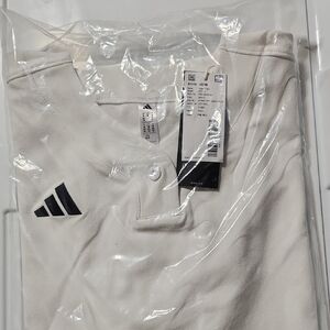 adidas White Polo Shirt with Black Logo Accent Womens  Softball M